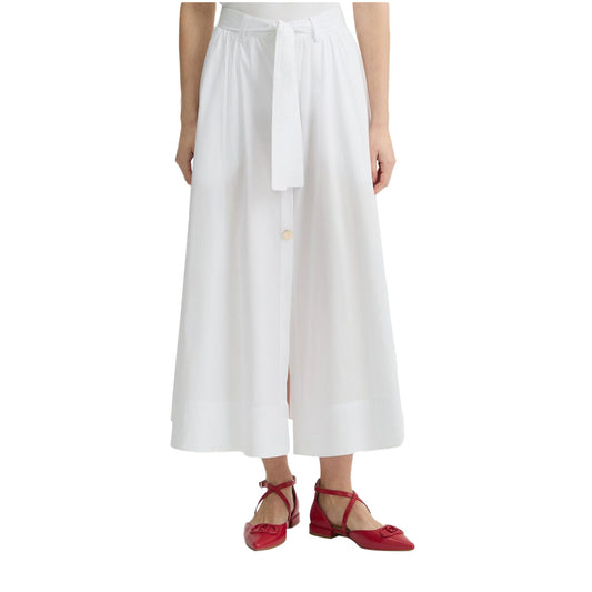 Gonna Midi da Donna in tinta unita bianca modella frontale