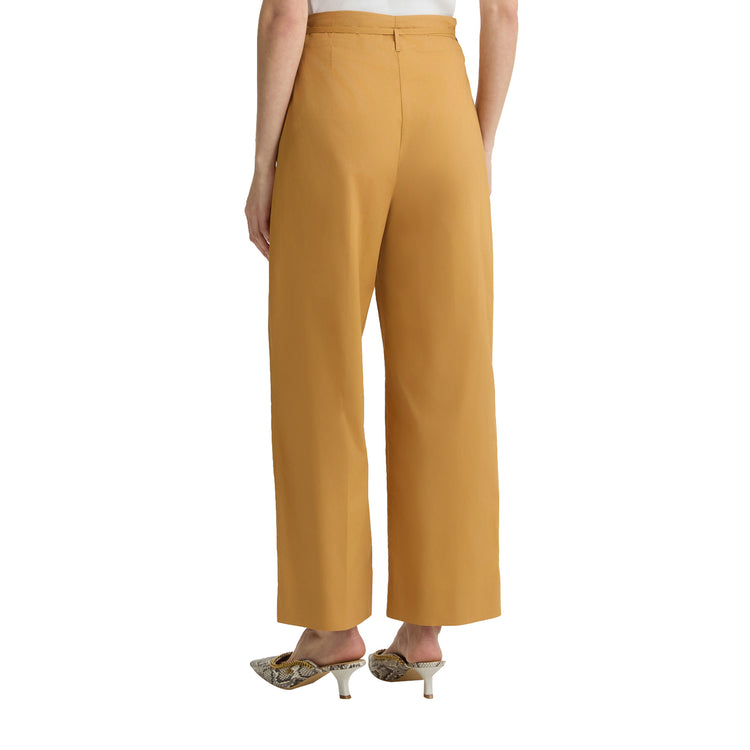 Pantaloni Donna con cintura sur ton Giallo modella retro