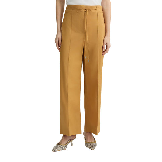 Pantaloni Donna con cintura sur ton Giallo modella frontale