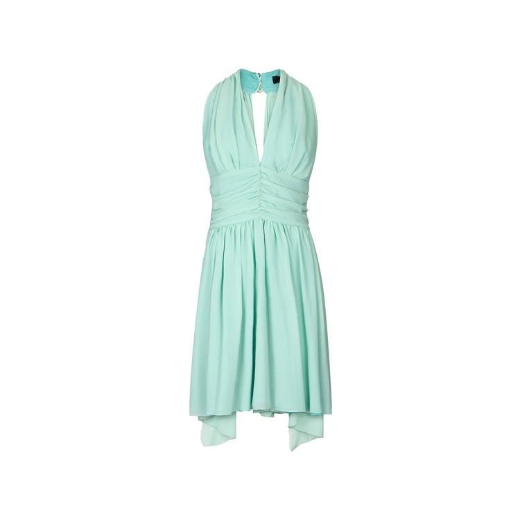 Abito corto Donna con drappeggio verde