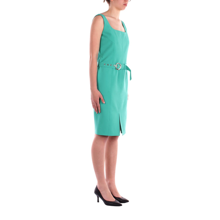 Abito Donna a tubino verde con cintura