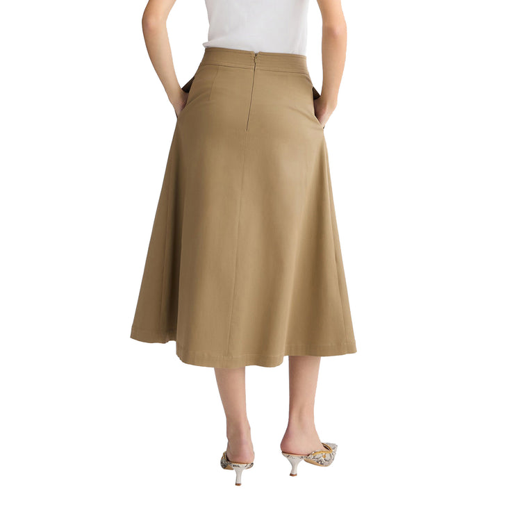 Gonna Donna a pieghe Beige in gabardine modella retro