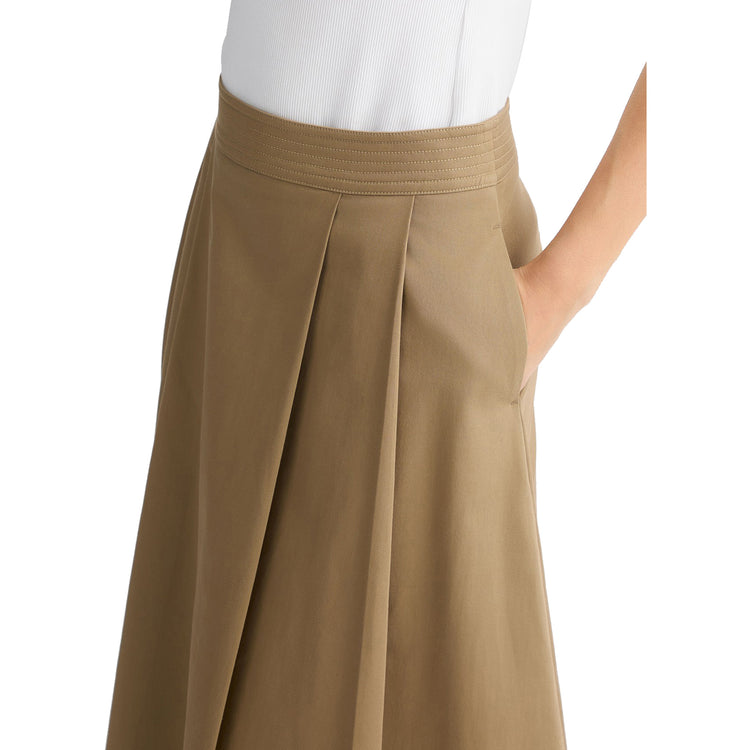 Gonna Donna a pieghe Beige in gabardine dettaglio