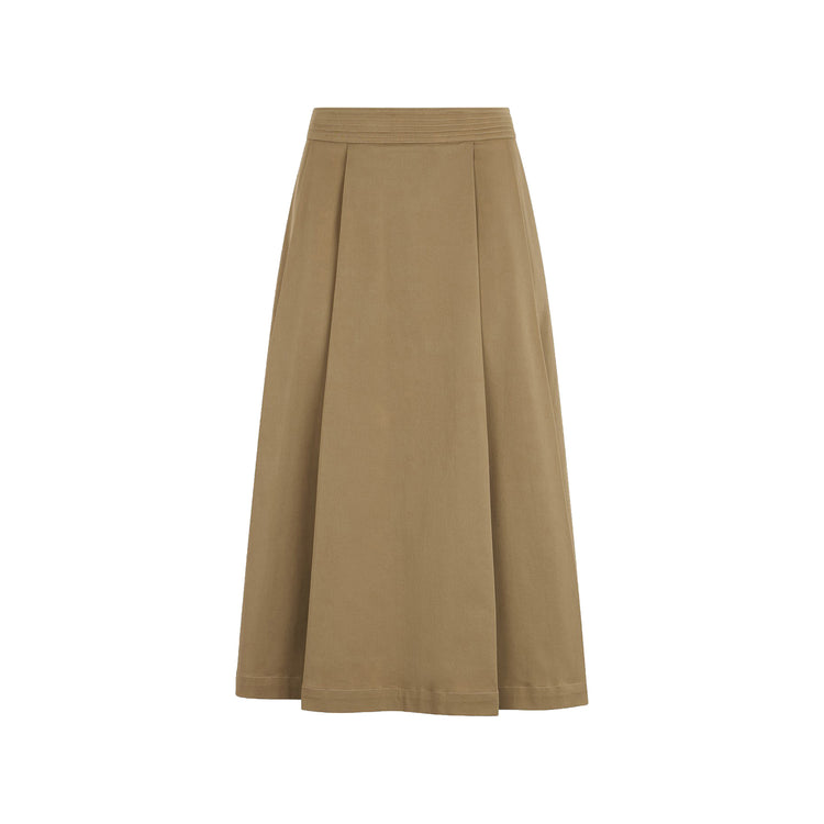 Gonna Donna a pieghe Beige in gabardine