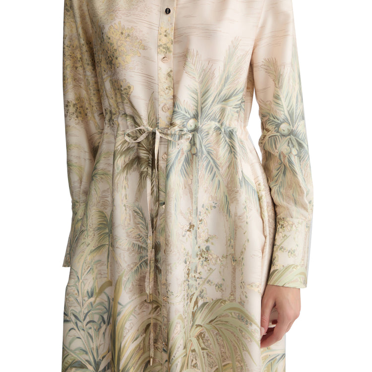 Abito Donna chemisier con stampa jungle dettaglio