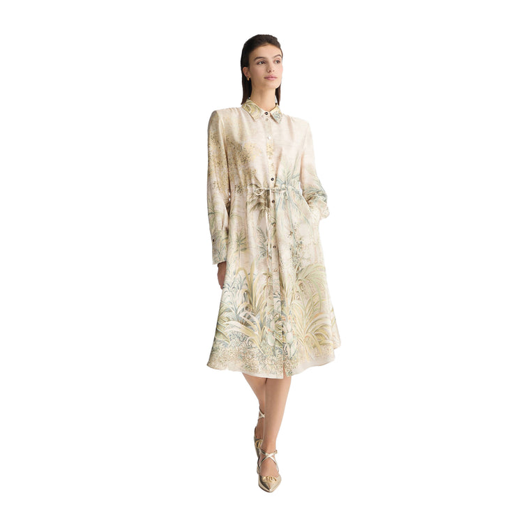 Abito Donna chemisier con stampa jungle modella frontale