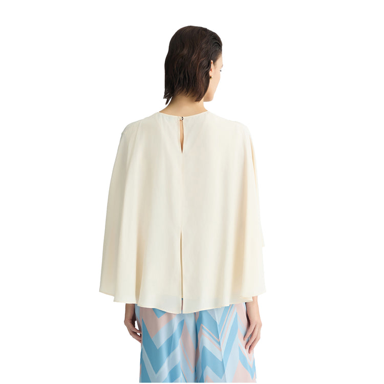 Blusa Donna con cintura Bianco modella retro