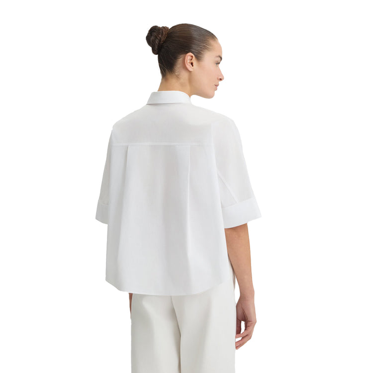 Camicia Donna boxy in cotone Bianco modella retro