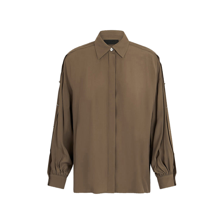 Camicia Donna in crêpe de chine Verde militare