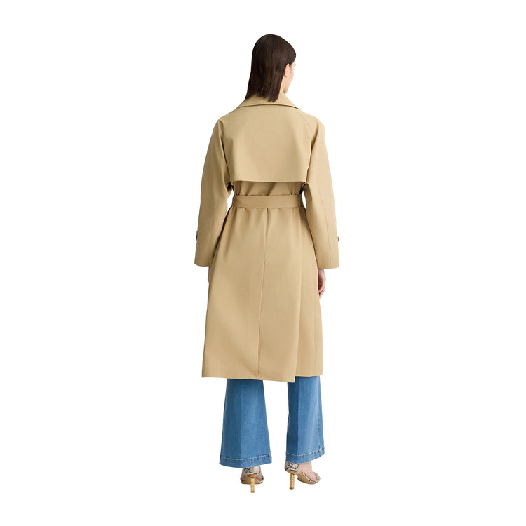 Trench Donna doppiopetto con cintura Beige modella retro