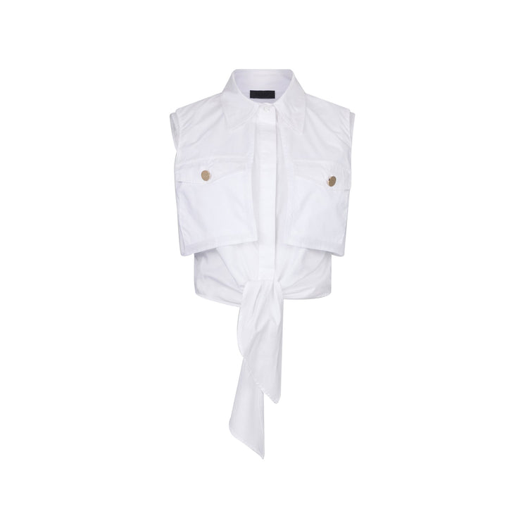 Camicia Donna cropped bianca con nodo
