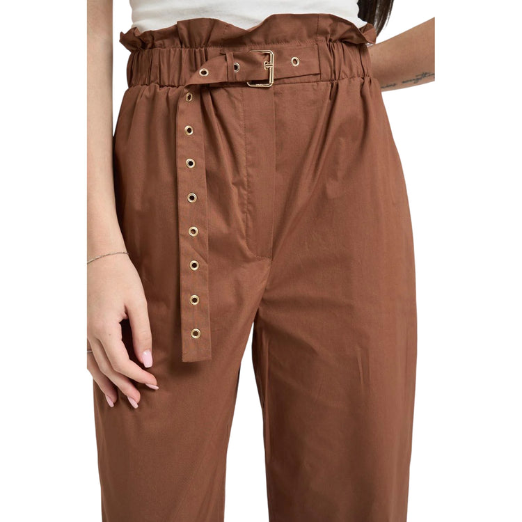 Pantalone Donna con cintura sur ton in vita marrone dettaglio