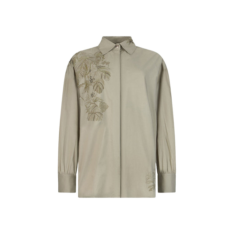 Camicia Oversize Donna con ricamo Verde