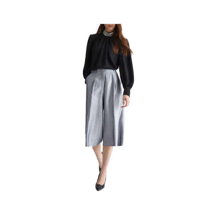 Women's Blouse with Rhinestones on the Neck