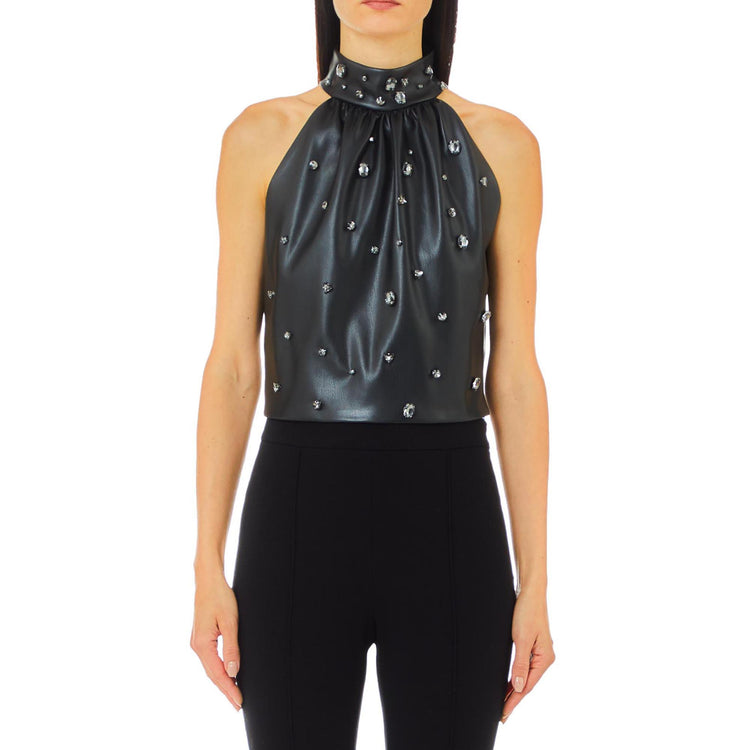 Top Donna con strass a diamanti