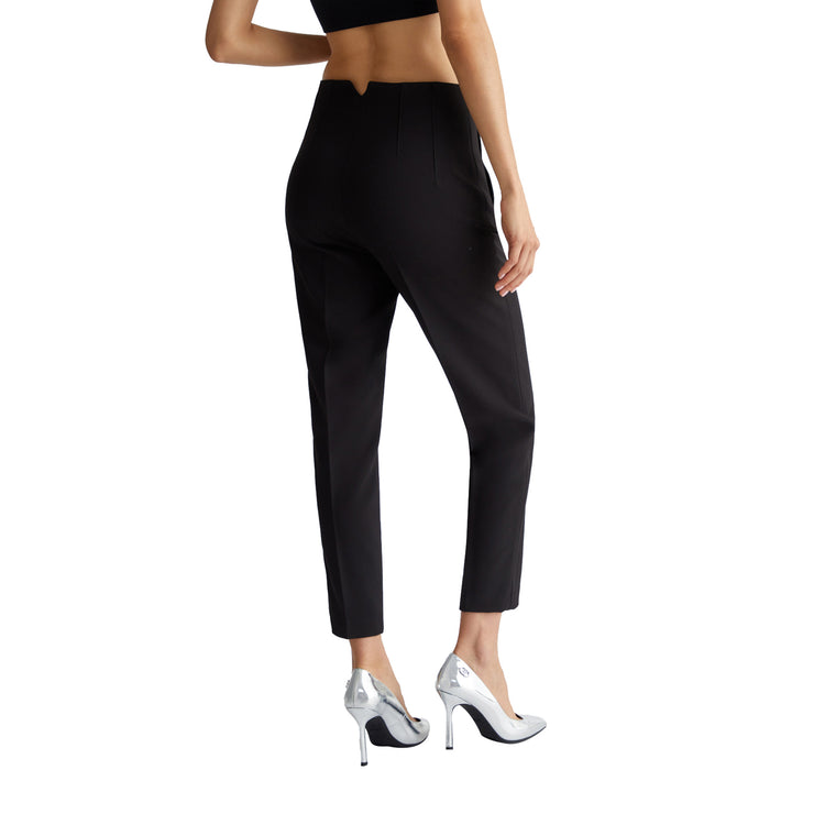 Pantaloni Donna cropped stretch Nero modella retro