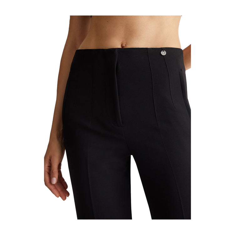 Pantaloni Donna cropped stretch Nero dettaglio frontale