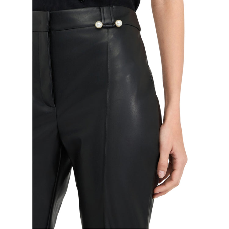 Pantaloni flare Donna in tessuto spalmato nero dettaglio