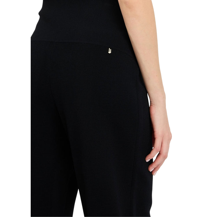 Pantaloni Donna in maglia di misto viscosa nero dettaglio retro