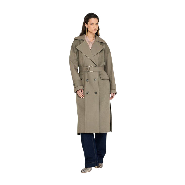 Trench da Donna doppiopetto in lana modella frontale