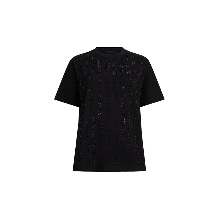 T-shirt Donna con strass applicati Nero
