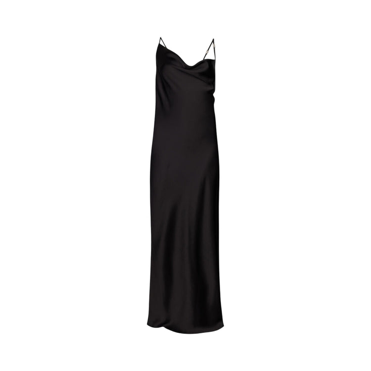 Abito Donna lungo elegante in raso nero