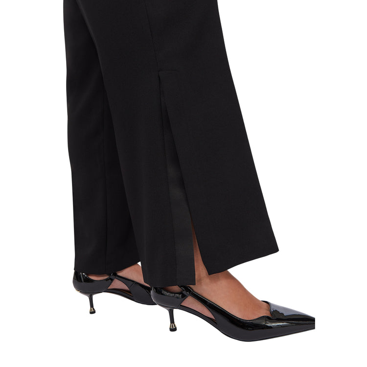 Pantaloni Donna a palazzo in envers satin nero dettaglio
