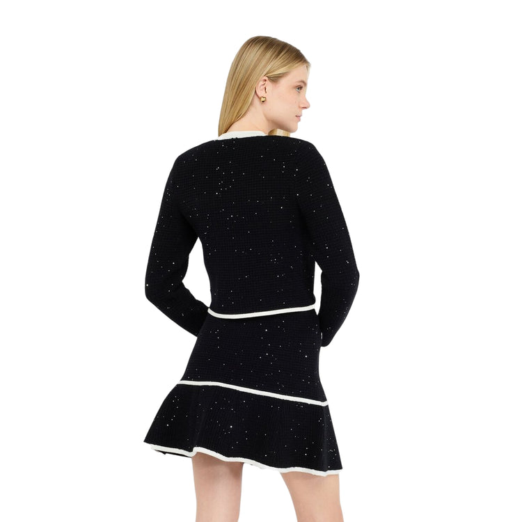 Giacca Donna in lurex con bottoni Nero modella retro