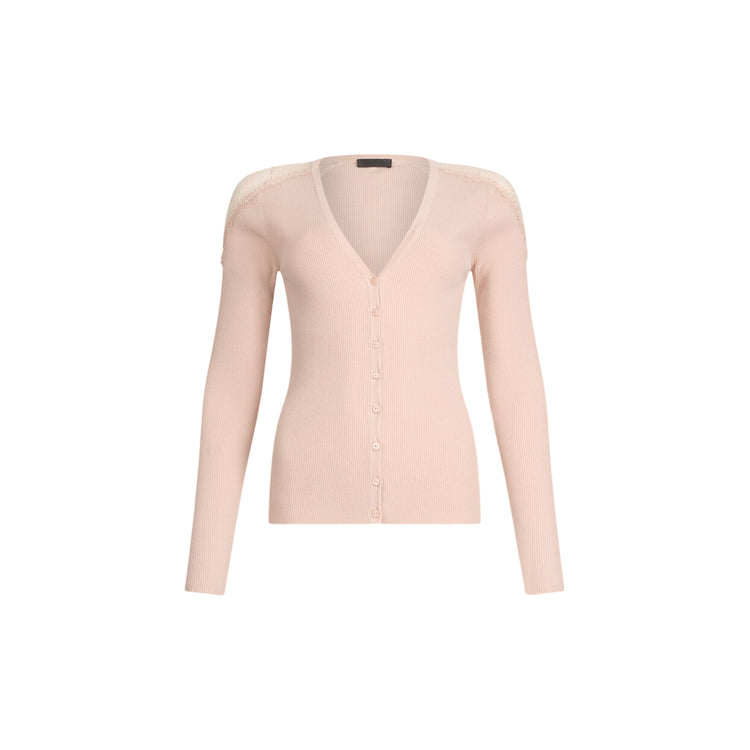 Maglia Donna con bottoni e pizzo Rosa