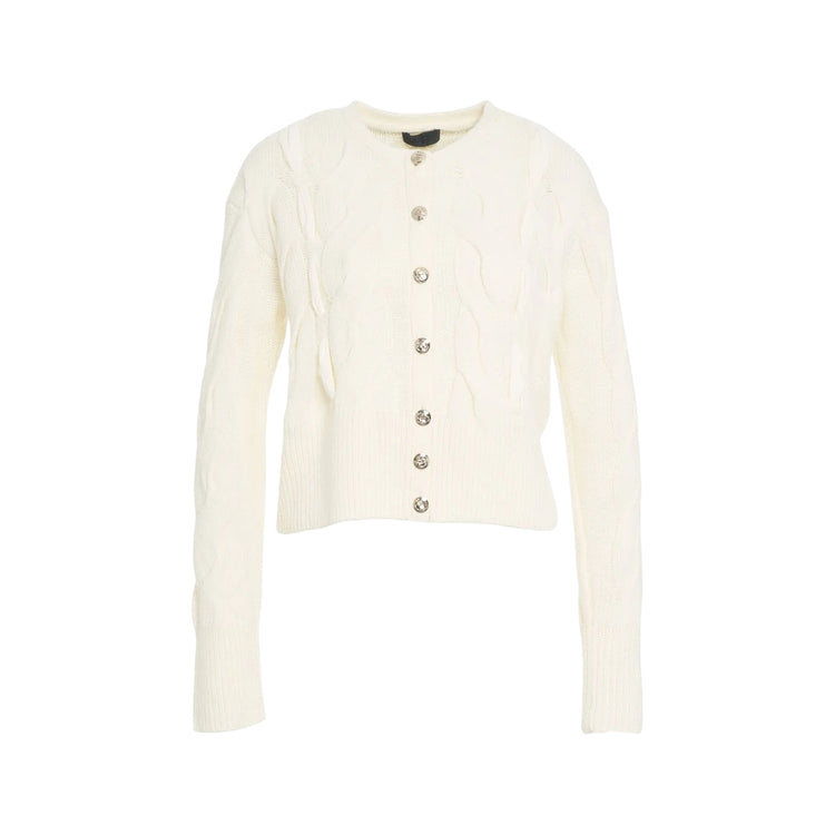 Cardigan Donna in lana a trecce Bianco