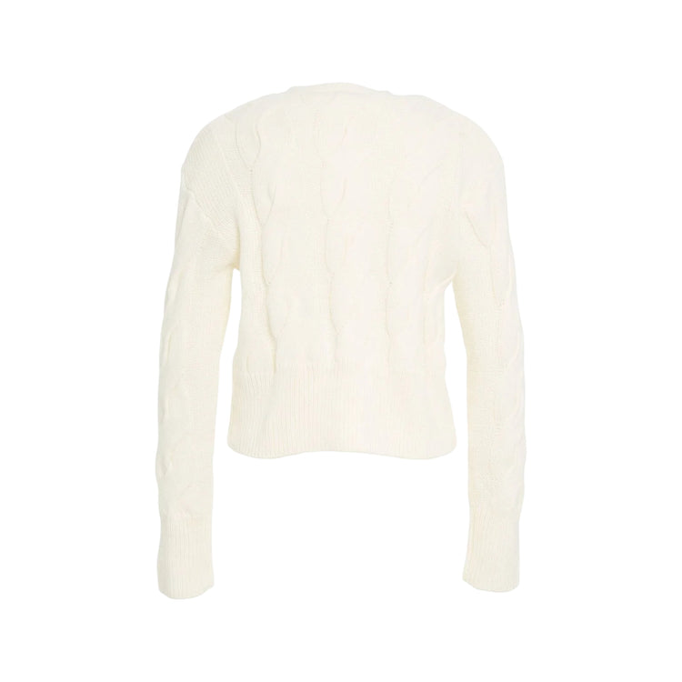 Cardigan Donna in lana a trecce Bianco retro