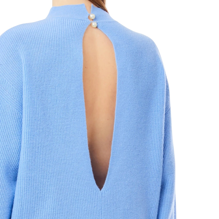 Maglia Donna in lana e cashmere con cut-out azzurro dettaglio
