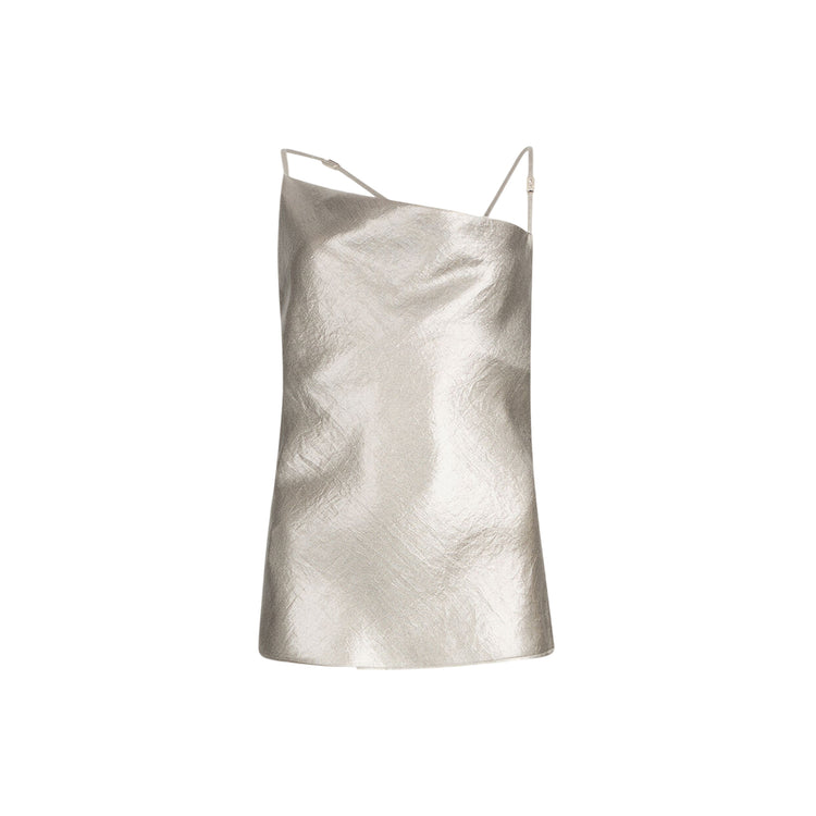 Top Donna in crepe laminato oro