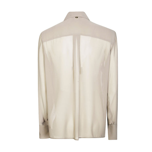 Camicia Donna in georgette con colletto classico e perle decorative