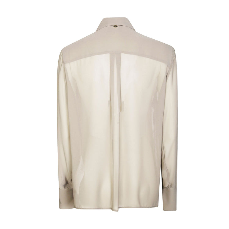 Camicia Donna in georgette con colletto classico e perle decorative