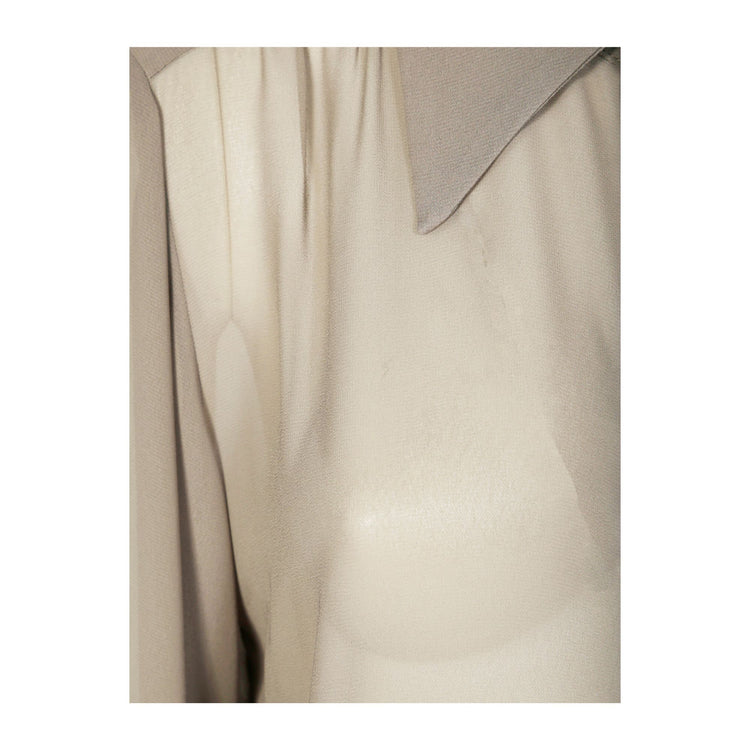 Camicia Donna in georgette con colletto classico e perle decorative