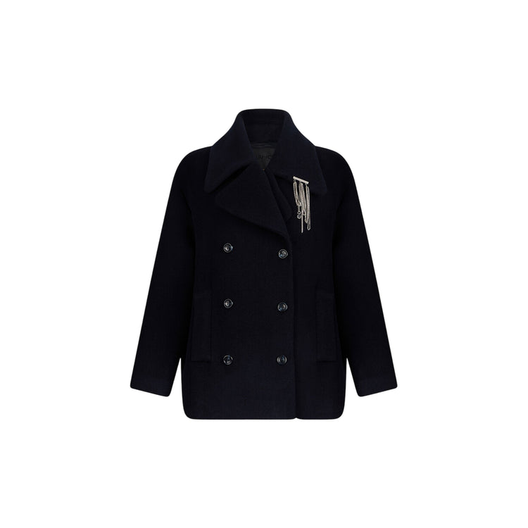 Cappotto Donna Blu scuro con spilla