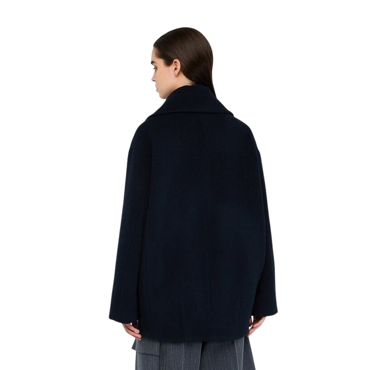 Cappotto Donna Blu scuro con spilla modella retro