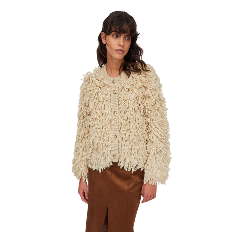 Giaccone Donna in lana Beige modella frontale