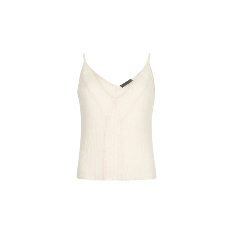 Top Donna in maglia misto lana e alpaca Bianco