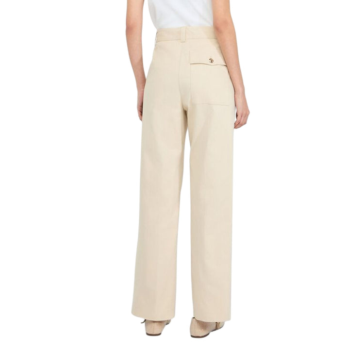 Pantaloni chino Donna in cotone bianco modella retro