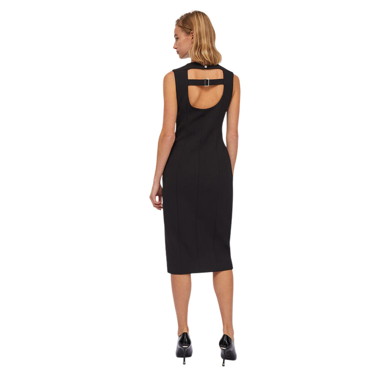 Abito a tubino Donna in cady Nero con spacco modella retro