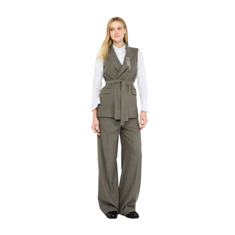 Pantaloni Donna straight con piega modella intera frontale