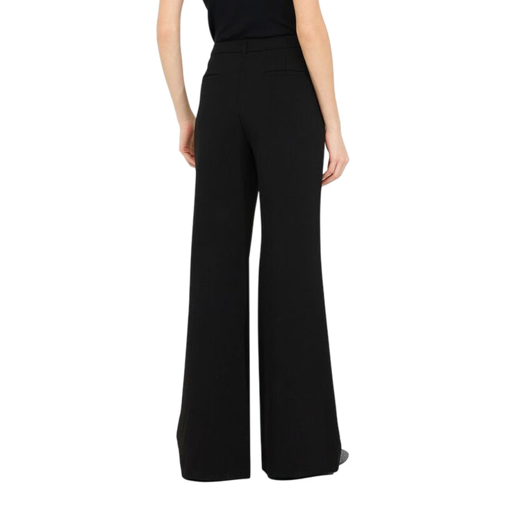 Pantaloni Flare Donna in tinta unita nera modella retro
