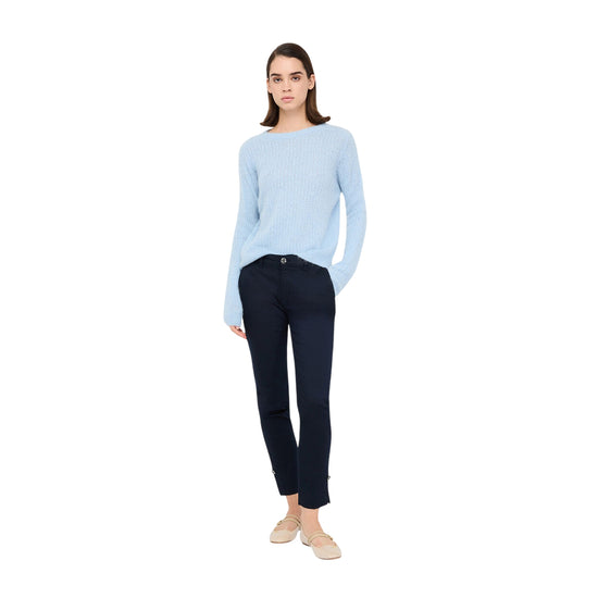 Maglione Donna in alpaca e lana Azzurro modella intera frontale