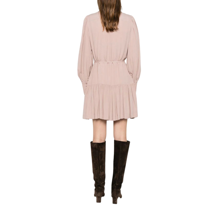 Abito corto Donna con rouches rosa modella retro