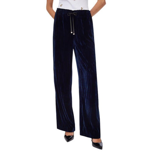 Pantaloni Donna in velluto Blu modella frontale