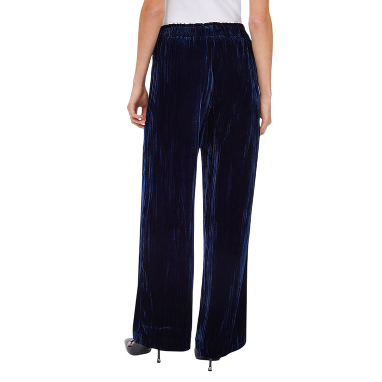 Pantaloni Donna in velluto Blu modella retro