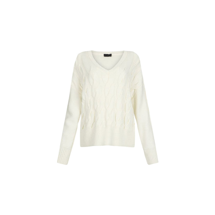 Maglione Donna in lana a trecce Bianco