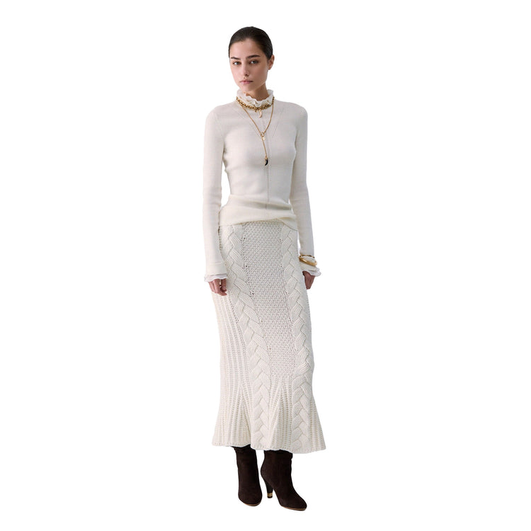 Maglia Donna con rouches Bianco modella intera frontale